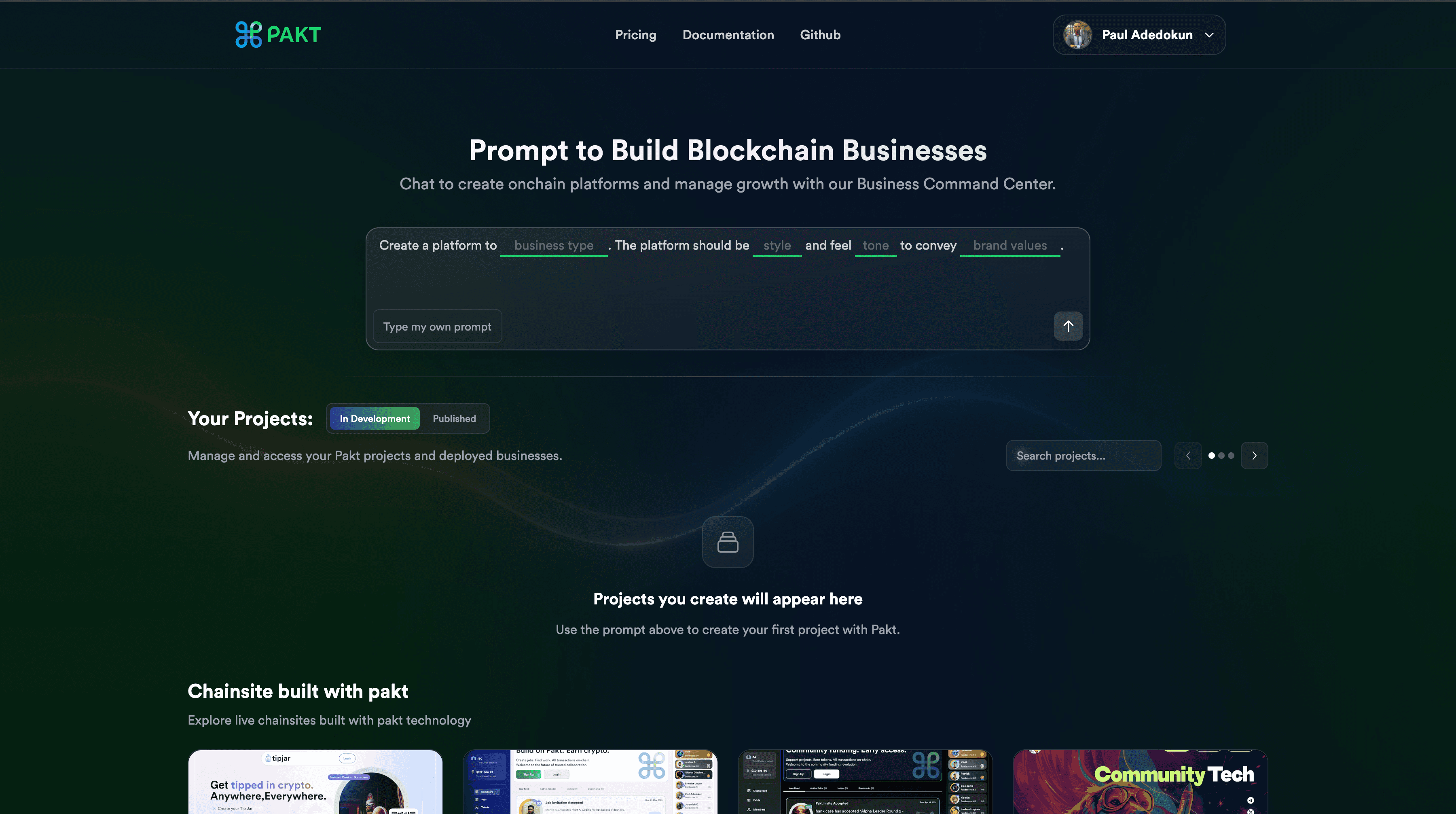 Pakt Prompt To Build